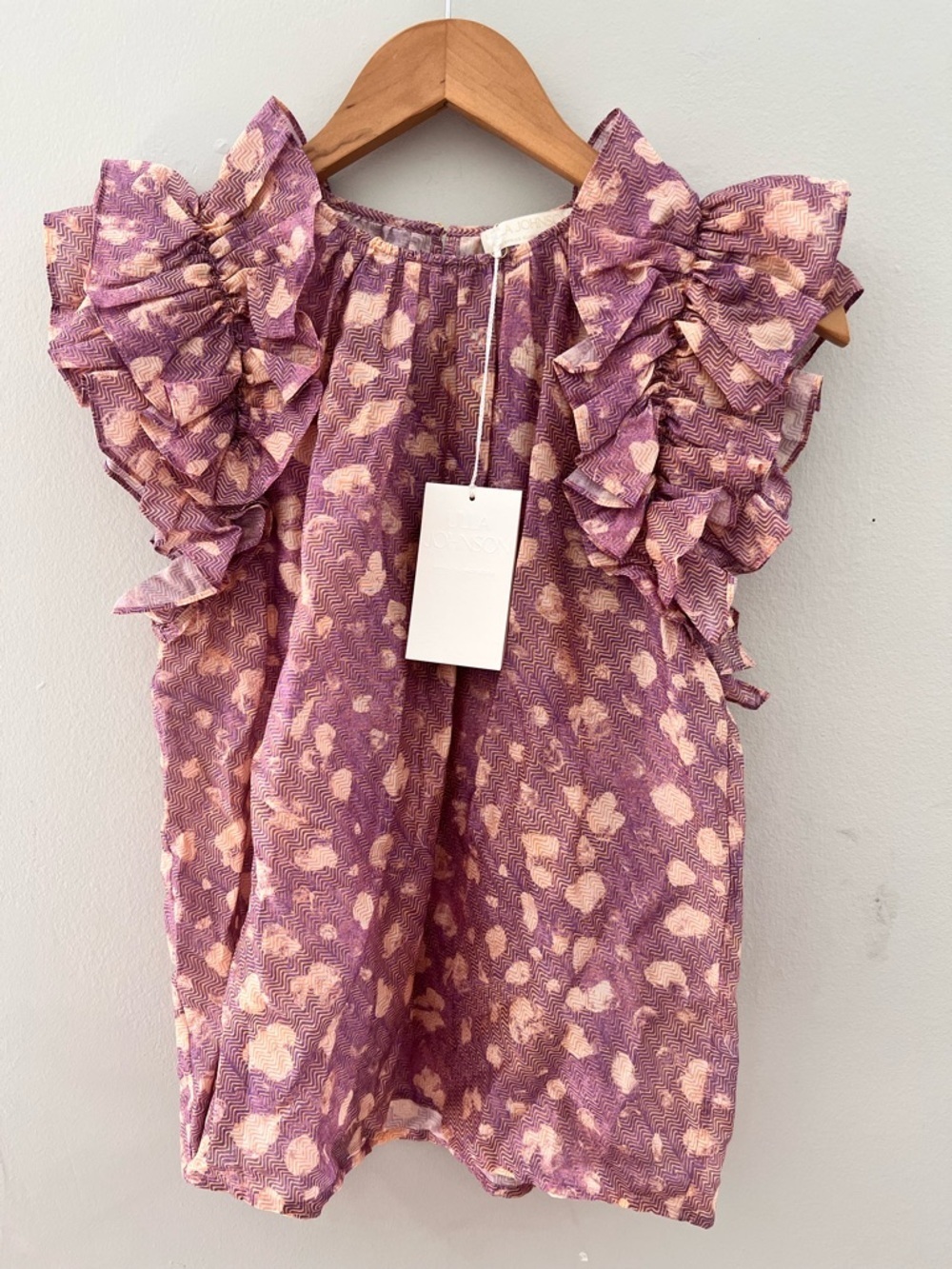 NWT Ulla Johnson Lavender Dot Print Manon Silk Top  Blouse Size 6 Short Sleeve. - Picture 4 of 12